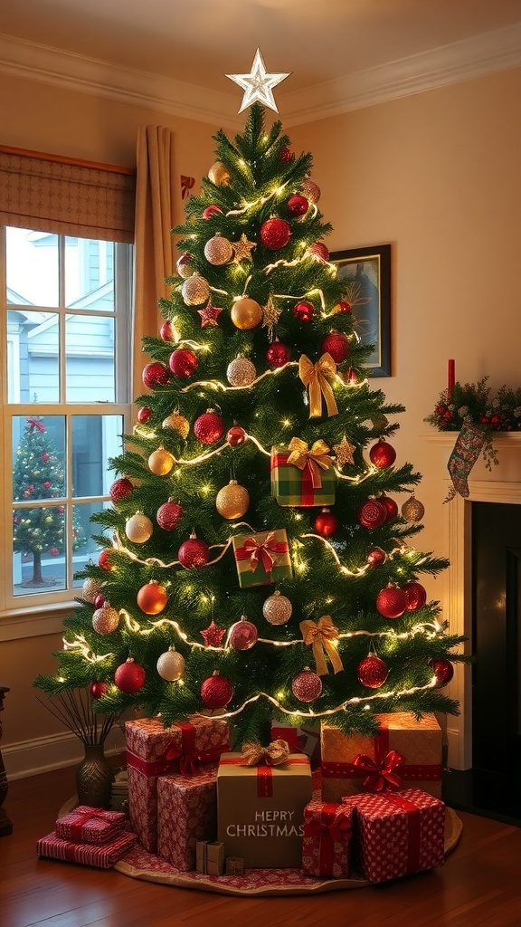 Creative Christmas Tree Ideas for Your Home A festive Christmas tree with lights and ornaments in a cozy living room setting.